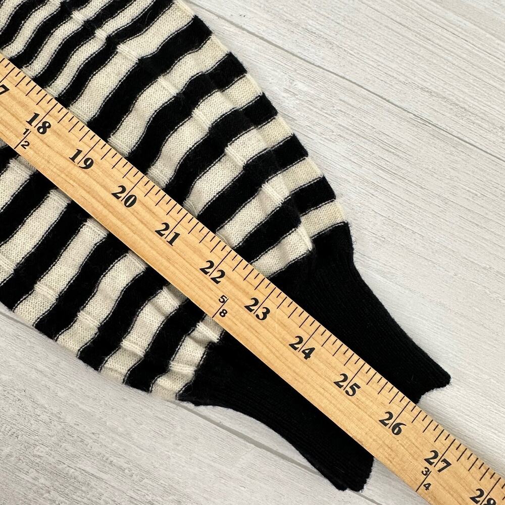Stile Benetton Wool Blend V-Neck Sweater Women Small Striped Black Grunge Cozy - Picture 10 of 13